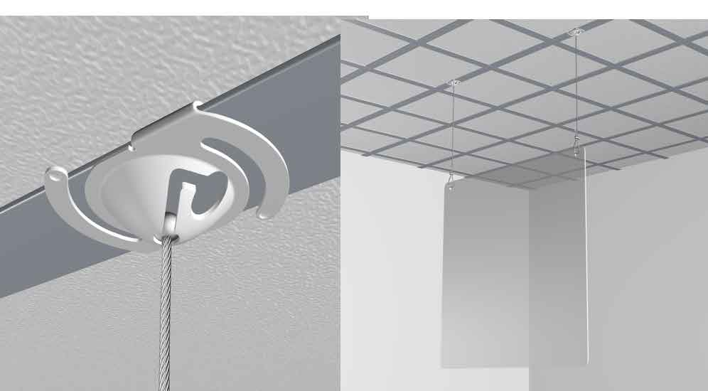 GeckoTeq Clip da soffitto in metallo bianco completa di cavo da 200cm